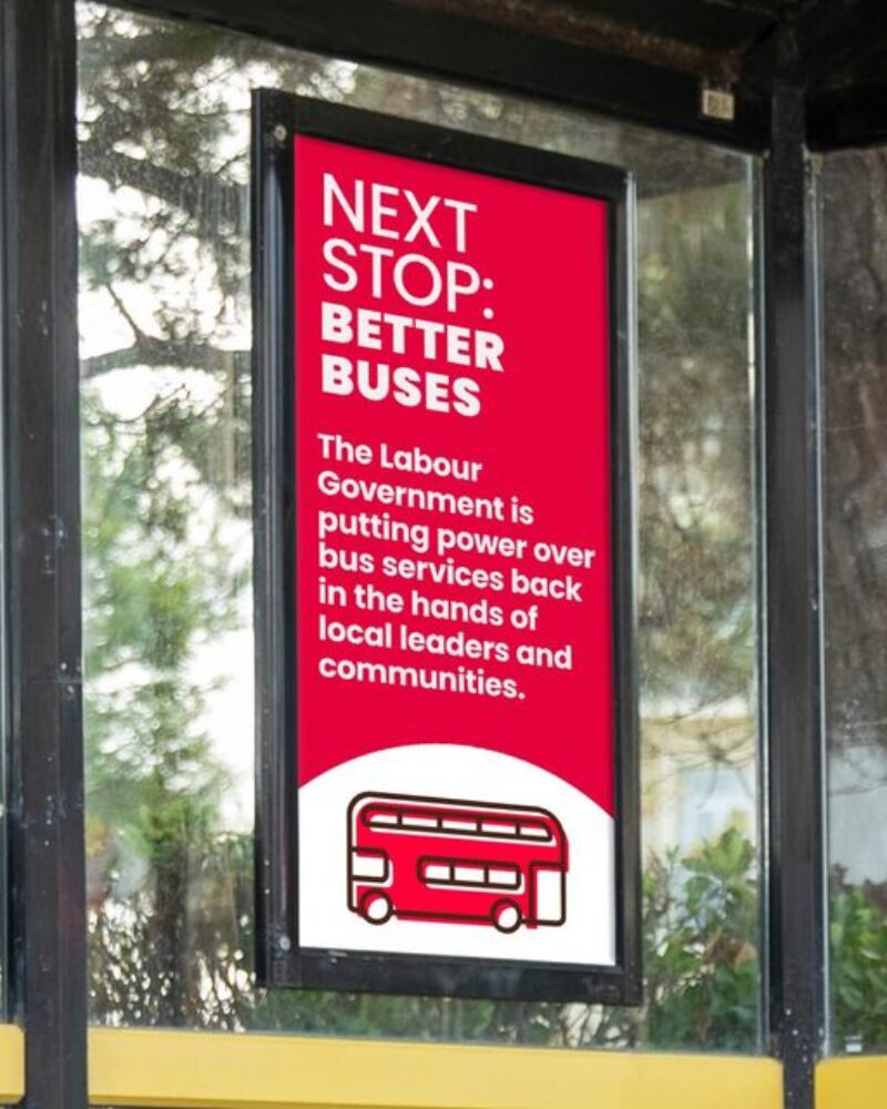 Picture of a poster saying Next stop better buses